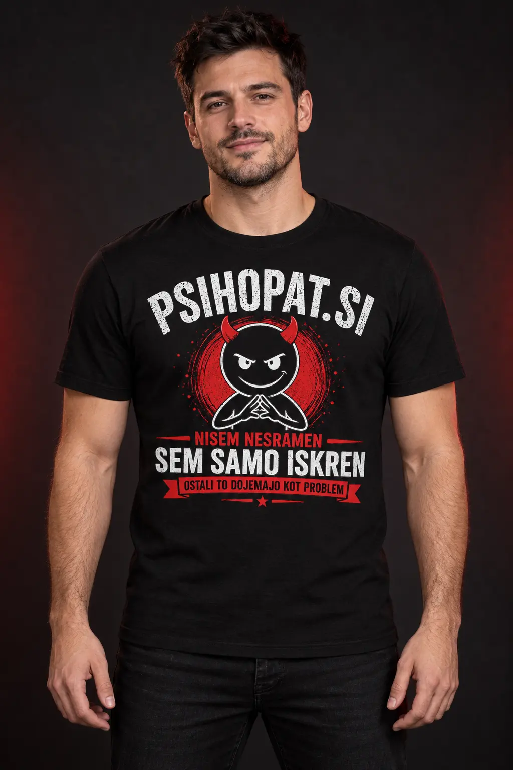 Unisex / moška majica na modelu: Sem samo iskren.